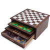 Board Game Set - Deluxe 15 in 1 Tabletop Wood-accented Game Center with Storage Drawer